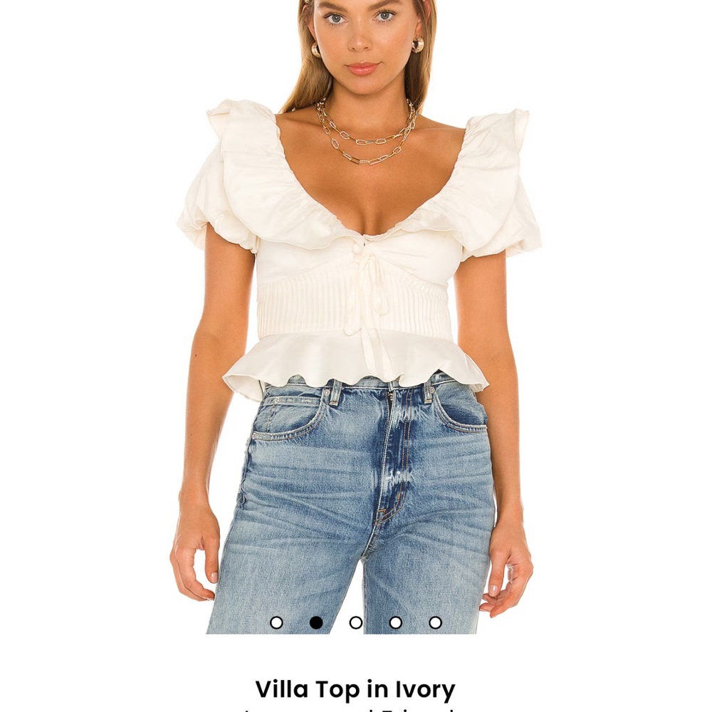 Lovers + Friends Ivory Ruffle Blouse